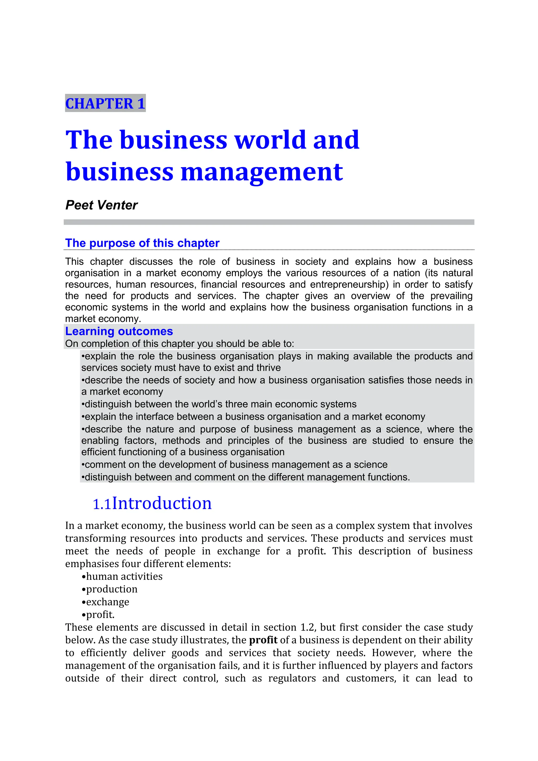Introduction to Business Management Prof J.A. Badenhorst-Weiss | PDF