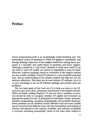 Introduction to Linear Programming Applications and Extensions First ...