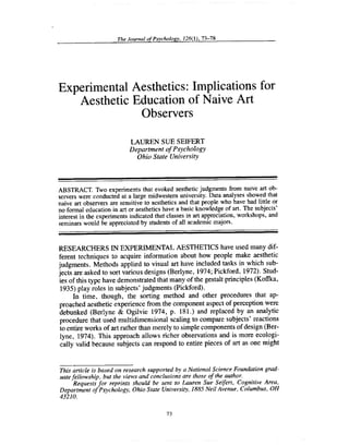 Experimental aesthetics: Implications for aesthetic education of naive art observers. 