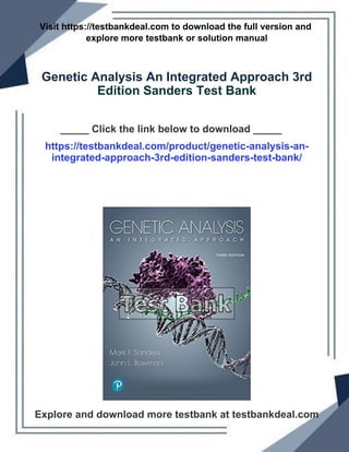 Genetic Analysis An Integrated Approach 3rd Edition Sanders Test Bank | PDF