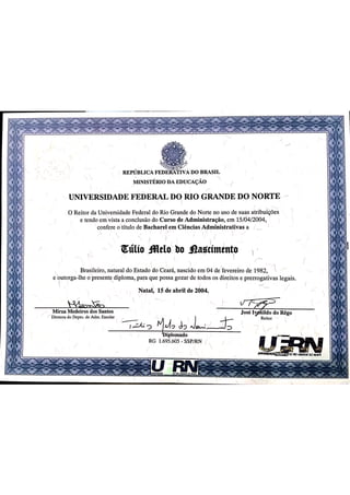 Diploma UFRN - Administrador