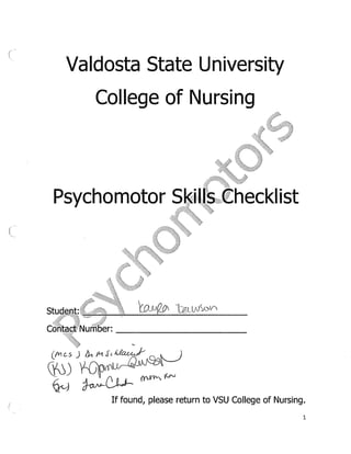 psychomotor skills checklist