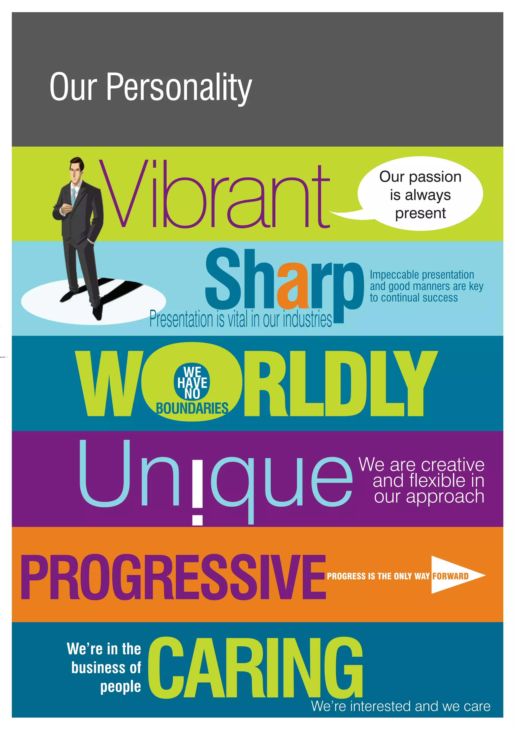 10
Our Personality
Hostec is Hospitality.
Vibrant
Un que
Progressive
We are creative
and flexible in
our approach
Impeccable presentation
and good manners are key
to continual success
WorldlyWe
have
no
boundaries
Our passion
is always
present
i
Progress is the only way forward
CARING
We’re in the
business of
people
We’re interested and we care
SharpPresentationisvitalinourindustries
 