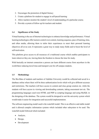 Design and Implementation Of A Virtual Learning System (A case study of ...