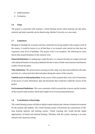 Design and Implementation Of A Virtual Learning System (A case study of ...