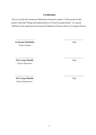 Design and Implementation Of A Virtual Learning System (A case study of ...