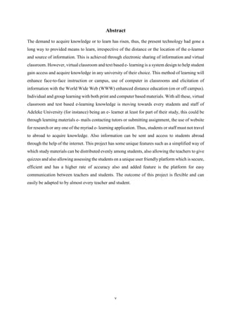 Design and Implementation Of A Virtual Learning System (A case study of ...