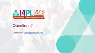 Questions?
Contact me! jenny@jennyrhill.com
 