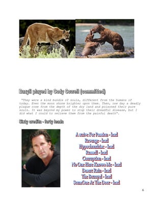 6
“They were a kind bundle of souls, different from the humans of
today. Even the moon shone brighter upon them. Then, one day a deadly
plague rose from the depth of the dry land and poisoned their pure
souls. It was beyond my power to stop their dreadful disease, but I
did what I could to relieve them from the painful death”.
 