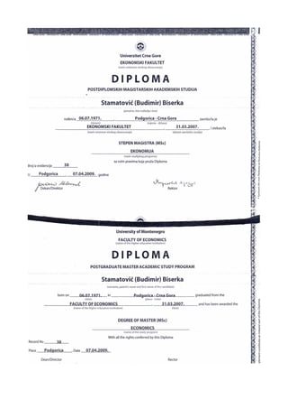 postgraduate master academic study program - DIPLOMA - Faculty of Economics