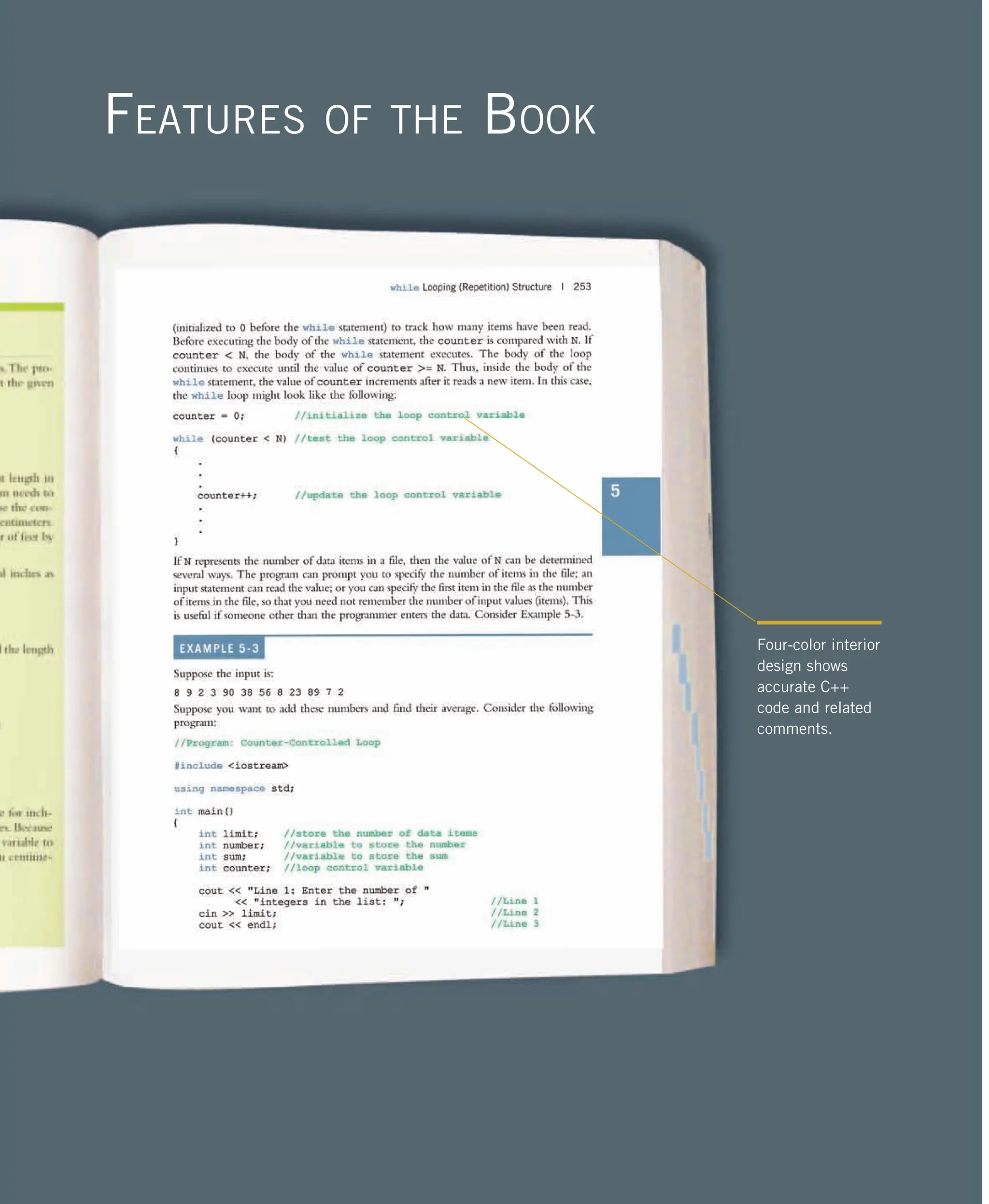 FEATURES OF THE BOOK Four-color interior design shows accurate C++ code and related comments. 