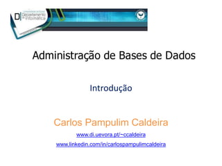 Introdução
Carlos Pampulim Caldeira
www.di.uevora.pt/~ccaldeira
www.linkedin.com/in/carlospampulimcaldeira
 