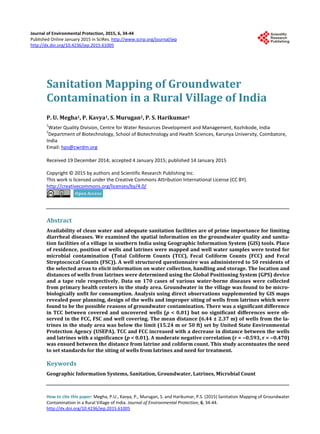Sanitation Mapping of Groundwater Contamination in a Rural Village of ...