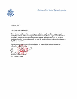 Reference letter R. Brian (US Dept.)