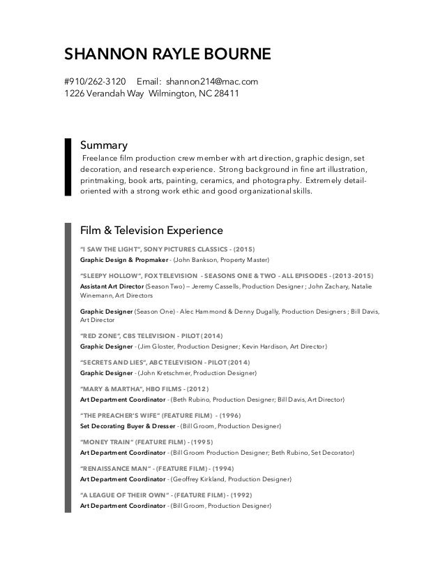 production designer resumes