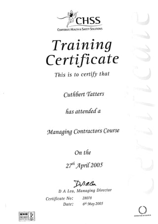 Managing Contractors Course