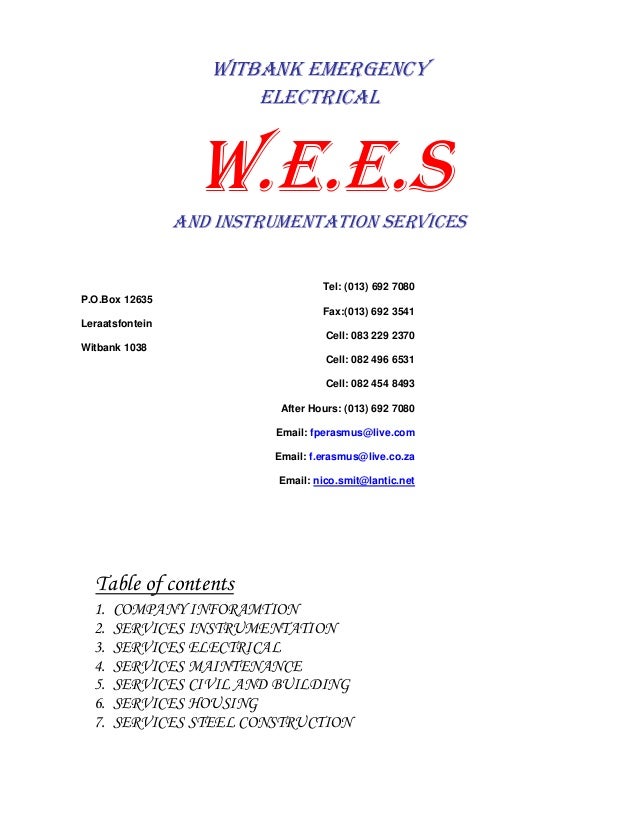 WEES Electrical & Instrumentation Company Profile.