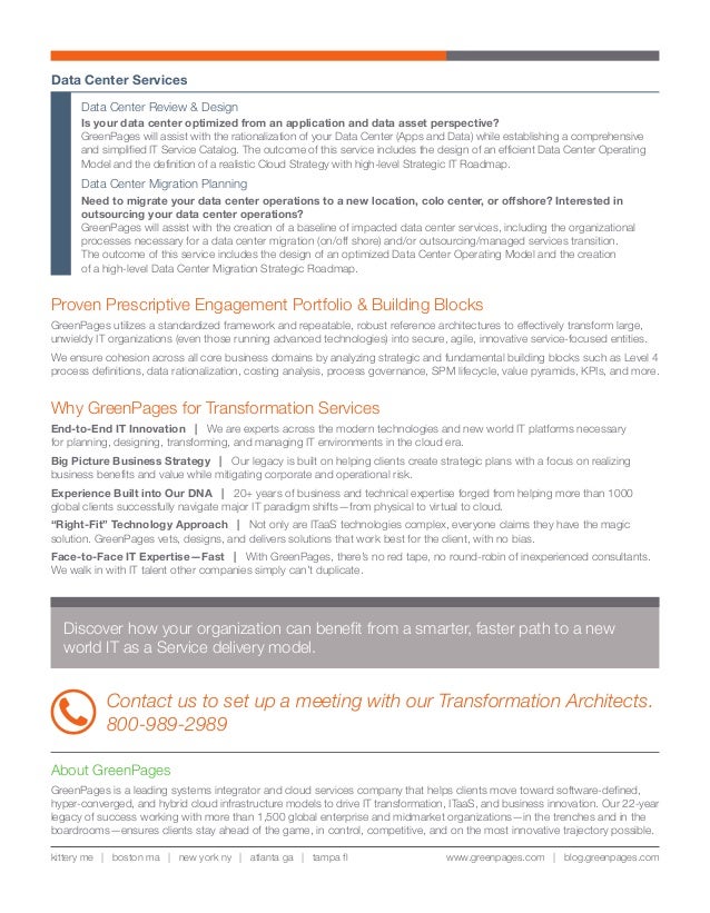 Datasheet Greenpages Transformation Services Datasheet Greenpages Transformation Services
