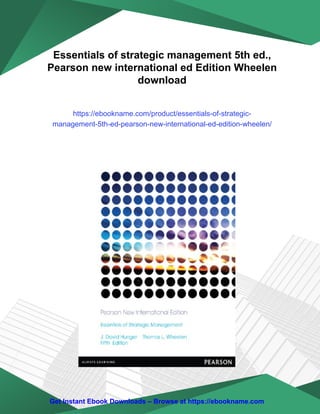 Essentials of strategic management 5th ed., Pearson new international ...