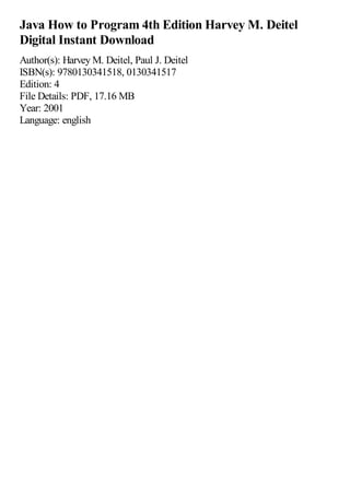 Java How to Program 4th Edition Harvey M. Deitel | PDF