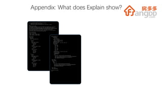 Appendix: What does Explain show?
hive> explain INSERT OVERWRITE TABLE access_log_temp2
> SELECT a.user, a.prono, p.maker, p.price
> FROMaccess_log_hbase a JOIN product_hbase p ON (a.prono = p.prono);
OK
ABSTRACT SYNTAX TREE:
(TOK_QUERY (TOK_FROM(TOK_JOIN (TOK_TABREF (TOK_TABNAME access_log_hbase) a)
(TOK_TABREF (TOK_TABNAME product_hbase) p) (= (. (TOK_TABLE_OR_COL a) prono) (.
(TOK_TABLE_OR_COL p) prono)))) (TOK_INSERT (TOK_DESTINATION (TOK_TAB (TOK_TABNAME
access_log_temp2))) (TOK_SELECT (TOK_SELEXPR (. (TOK_TABLE_OR_COL a) user))
(TOK_SELEXPR (. (TOK_TABLE_OR_COL a) prono)) (TOK_SELEXPR (. (TOK_TABLE_OR_COL p)
maker)) (TOK_SELEXPR (. (TOK_TABLE_OR_COL p) price)))))
STAGE DEPENDENCIES:
Stage-1 is a root stage
Stage-0 depends on stages: Stage-1
Stage-2 depends on stages: Stage-0
STAGE PLANS:
Stage: Stage-1
Map Reduce
Alias -> Map Operator Tree:
a
TableScan
alias: a
Reduce Output Operator
key expressions:
expr: prono
type: int
sort order: +
Map-reduce partition columns:
expr: prono
type: int
tag: 0
value expressions:
expr: user
type: string
expr: prono
type: int
p
TableScan
alias: p
Reduce Output Operator
key expressions:
expr: prono
type: int
sort order: +
Map-reduce partition columns:
expr: prono
type: int
tag: 1
value expressions:
expr: maker
type: string
expr: price
type: int
Reduce Operator Tree:
Join Operator
condition map:
Inner Join 0 to 1
condition expressions:
0 {VALUE._col0} {VALUE._col2}
1 {VALUE._col1} {VALUE._col2}
handleSkewJoin: false
outputColumnNames: _col0, _col2, _col6, _col7
Select Operator
expressions:
expr: _col0
type: string
expr: _col2
type: int
expr: _col6
type: string
expr: _col7
type: int
outputColumnNames: _col0, _col1, _col2, _col3
File Output Operator
compressed: false
GlobalTableId: 1
table:
input format: org.apache.hadoop.mapred.TextInputFormat
output format: org.apache.hadoop.hive.ql.io.HiveIgnoreKeyTextOutputFormat
serde: org.apache.hadoop.hive.serde2.lazy.LazySimpleSerDe
name: default.access_log_temp2
Stage: Stage-0
Move Operator
tables:
replace: true
table:
input format: org.apache.hadoop.mapred.TextInputForma t
output format: org.apache.hadoop.hive.ql.io.HiveIgnoreKeyTextOutputFormat
serde: org.apache.hadoop.hive.serde2.lazy.LazySimpleSerDe
name: default.access_log_temp2
Stage: Stage-2
Stats-Aggr Operator
Time taken: 0.1 seconds
hive>
 