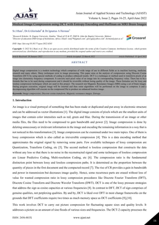 Medical Image Compression using DCT with Entropy Encoding and Huffman ...