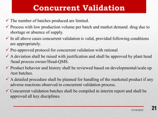 Concurrent Validation Fda Process validation | PPTX