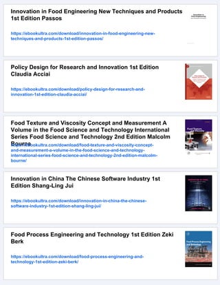 Food Industry Design Technology and Innovation 1st Edition Helmut ...