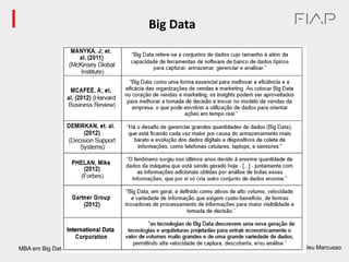 MBA em Big Data (Data Science) 15
Prof. Nivaldo Tadeu Marcusso
Big Data
 