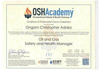 Oil and Gas Safety & Health Manager