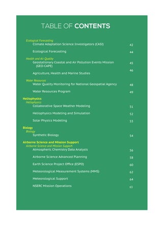 Table of Contents
Ecological Forecasting
	 Climate Adaptation Science Investigators (CASI)
	 Ecological Forecasting
Health...