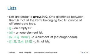Heterogenous Lists Python An Introduction to Python Programming | PDF