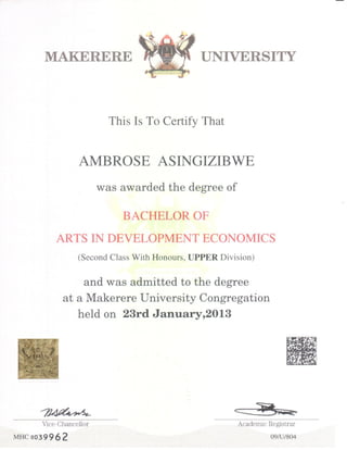 Makerere University Certificate