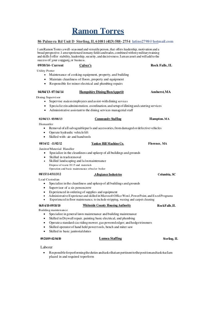 ramon torres cover letter and resume 2 cover letter for dining services