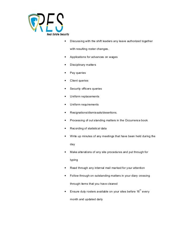 shift manager responsibilities
