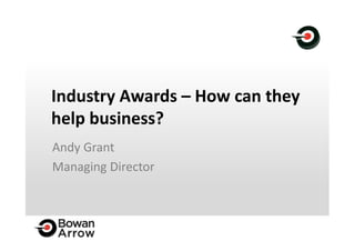 Industry Awards – How can they
help business?
Andy Grant
Managing Director
 