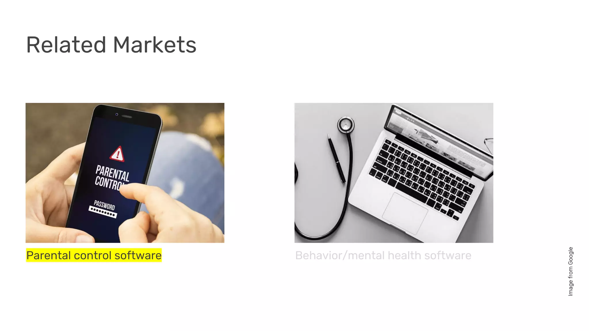 Parental control software Behavior/mental health software
ImagefromGoogle
Related Markets
 