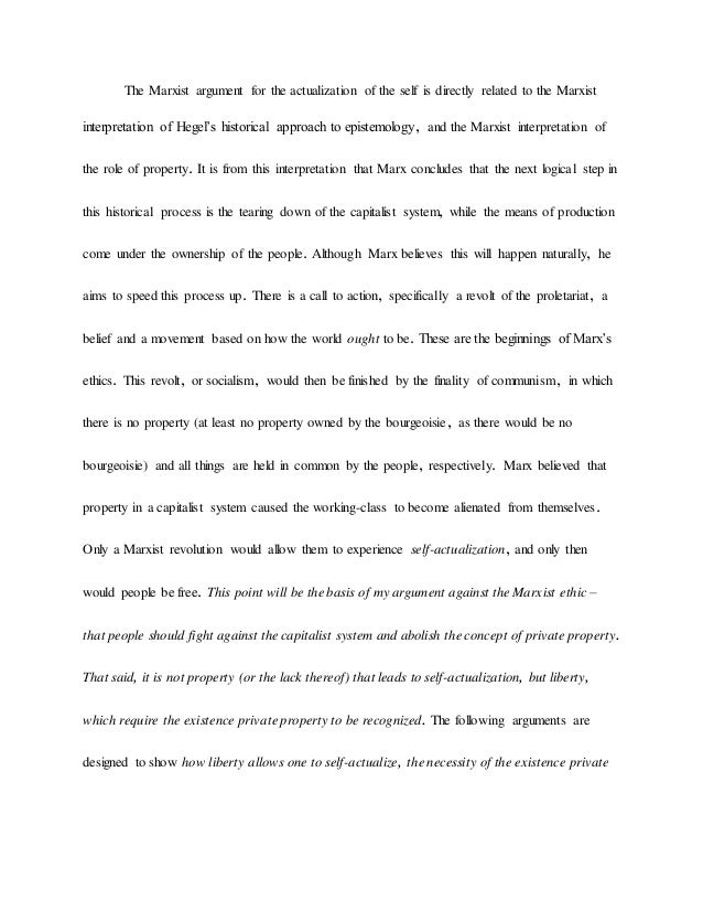 Essay The Marxist Argument For The Actualization Of The Self Is Directly Related To The Marxist Interpretation