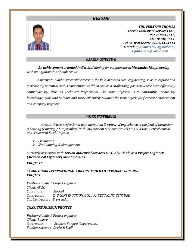 Resume Mechanical Engineer