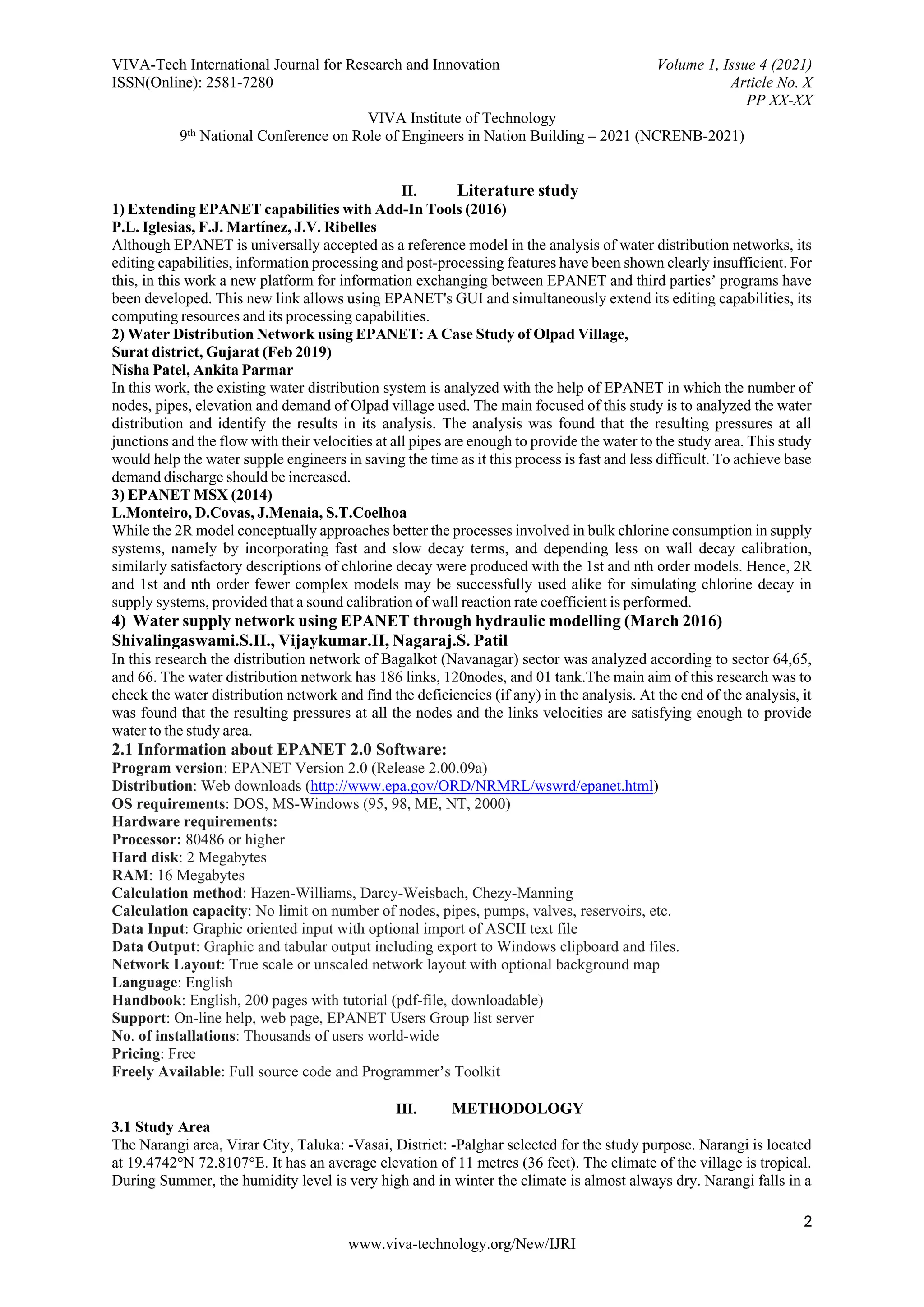 DESIGN & ANALYSIS OF WATER DISTRIBUTION NETWORK MODEL BY EPANET A CASE ...