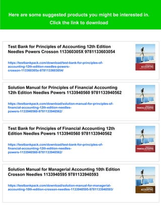 Solution Manual for Principles of Accounting 12th Edition Needles ...