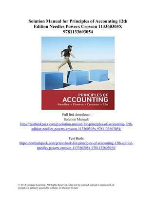 Solution Manual for Principles of Accounting 12th Edition Needles ...