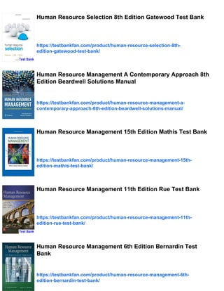 Human Resource Management 8th Edition Stone Test Bank | PDF