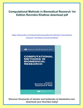 Computational Methods in Biomedical Research 1st Edition Ravindra ...
