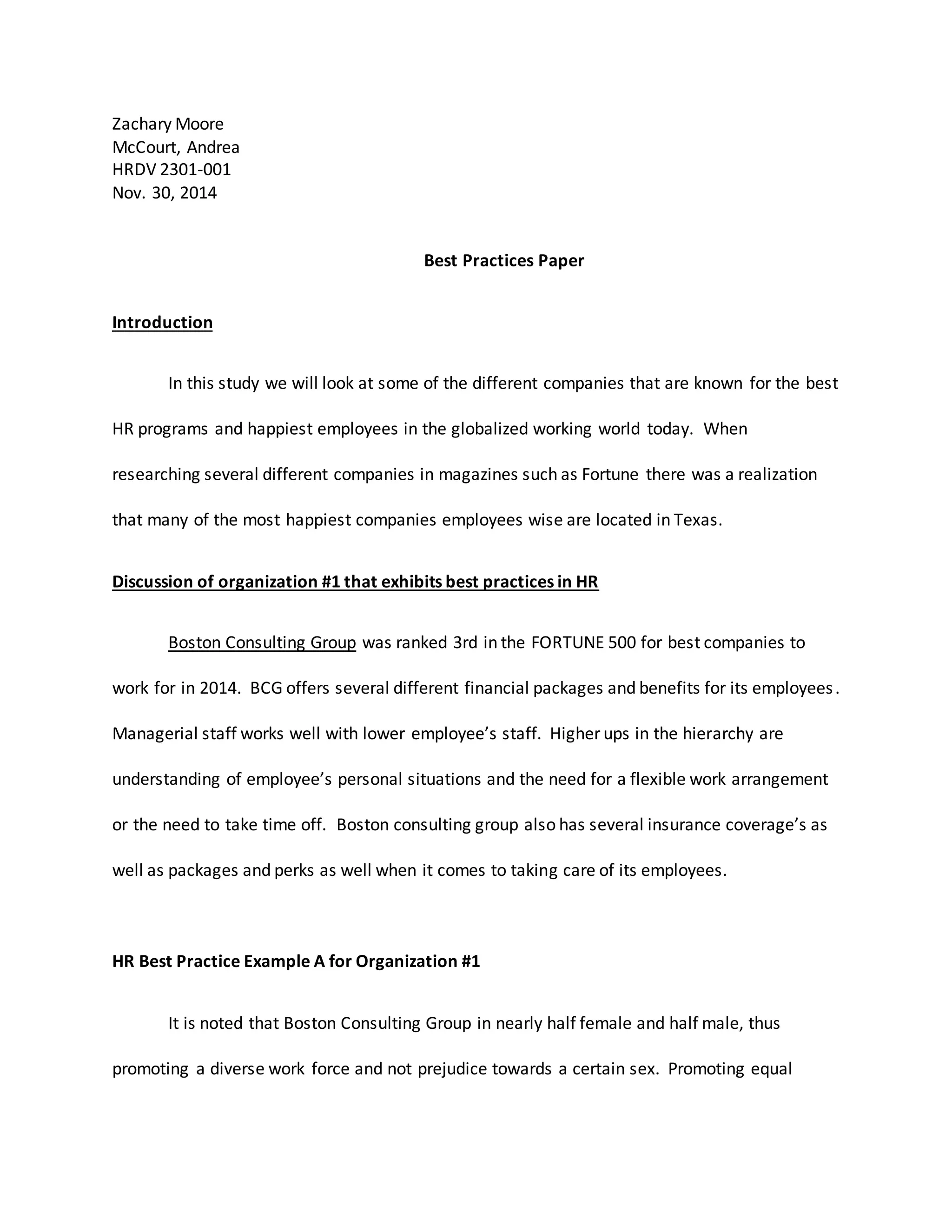 Best Practices in HR Paper | DOCX