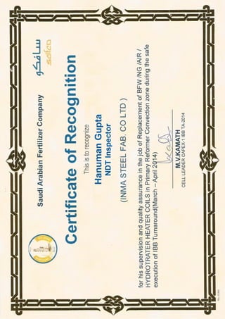 H. Gupta, NDT-Inspector