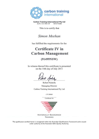 Cert IV in Carbon Management