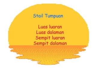 Stail Tumpuan
Luas luaran
Luas dalaman
Sempit luaran
Sempit dalaman
 