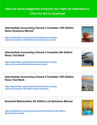 Intermediate Accounting Volume 2 Canadian 12th Edition Kieso Test Bank ...