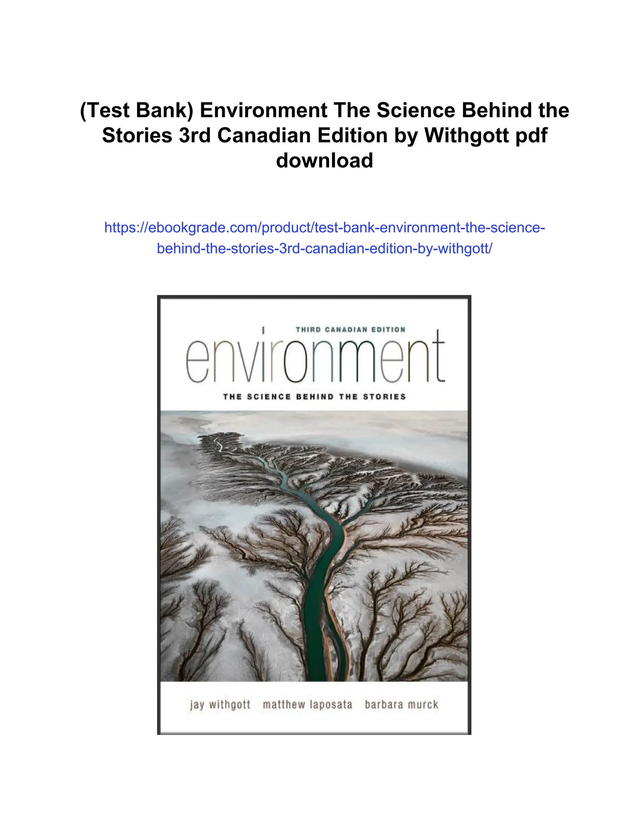 (Test Bank) Environment The Science Behind the Stories 3rd Canadian